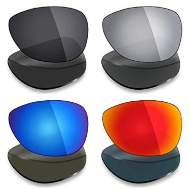 Imagem de Lentes de substituição polarizadas MRYok 4 pares para óculos de sol Oakley Crosshair New 2012 – preto discreto/vermelho fogo/azul gelo/titânio prata