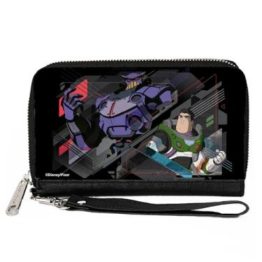 Imagem de Carteira Disney, zíper ao redor, Lightyear Zurg and Buzz Pose preto cinza vermelho, couro vegano, Preto, 7.5"x4.5", Casual
