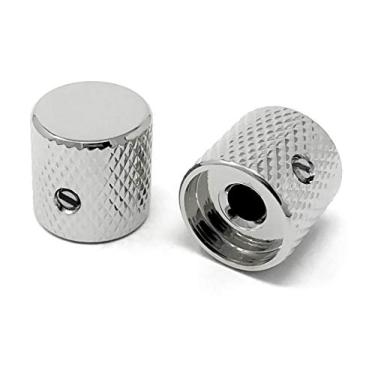 Imagem de Vintage Forge Puxadores cromados de cano plano para guitarra Fender Telecaster e P-baixo de precisão (conjunto de 2) eixo sólido de 1/4 de polegada BK30US-CHR