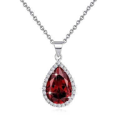 Imagem de Sumonyo Colares com pingente de gota de diamante para mulheres cristais pedra do mês de nascimento bijuteria presentes para mulheres, banhado a ouro 17,92 + corrente de 5 cm, Metal, Cristal