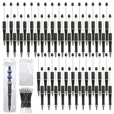 Imagem de DASTTUIS Kit de 150 canetas com contas DIY – 50 canetas esferográficas de plástico com refis e bolsas – material escolar, acessórios de escritório e itens decorativos para estudantes e professores