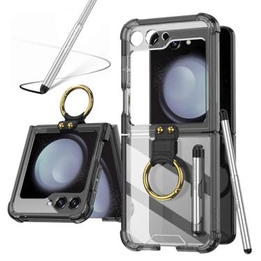 Imagem de LIULANZ Capa transparente para Samsung Galaxy Z Flip 6 com caneta e anel, capa protetora ultrafina transparente antiqueda para Samsung Galaxy Z Flip 6 5G (ZFlip6-Ring-Preto)