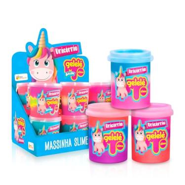 Imagem de Slime De Unicórnio Gelelé Massinha Meleca Balde Tradicional Brinquedo Diversão Coloridos Kit com 03 potes coloridos diversão garantida das crianças