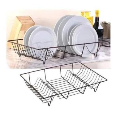 Imagem de Escorredor Louça Secador Básico Metal Black Preto Modelo Retrô 9 Prato