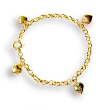 Imagem de Pulseira de ouro 18 k Elo Português com Pingente coração - Elegancy Jo