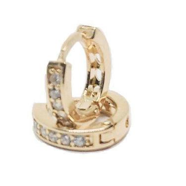 Imagem de Brinco de ouro 18k Argola com Pedras 1Cm - Elegancy Joias