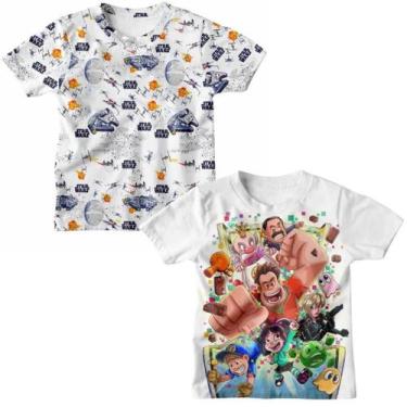 Imagem de Conjunto Kit 2 Camiseta Infantil Star Wars e Ralph Demolidor Dsenho An