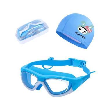 Imagem de Kit Óculos e Touca de Natação Infantil Hero Band Coleção Tibumm, Azul 