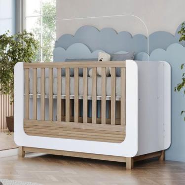Imagem de Berço Mini Cama 2 em 1 Aconchego Branco/Jequitibá - Henn, Branco / Jeq