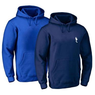 Imagem de Kit 2 Moletom Masculino Bolso Canguru Casual Capuz Conforto - Polo Blu