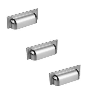 Imagem de Kit 3 puxador plymouth zen niquel escovado concha 80mm zp5420.916