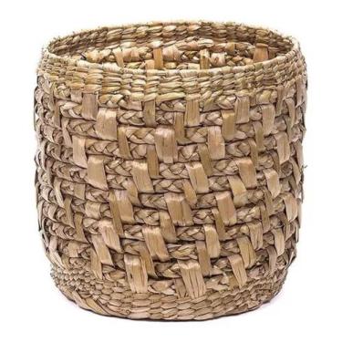 Imagem de Vaso Cachepô Cesto Taboa Dura Decoração Palha Natura 30x30cm - FLORA F