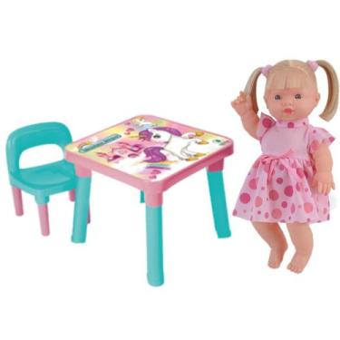 Imagem de Mesa Infantil Com Cadeira Unicórnio + Elisi Fala 30 Frases - Monte Líb