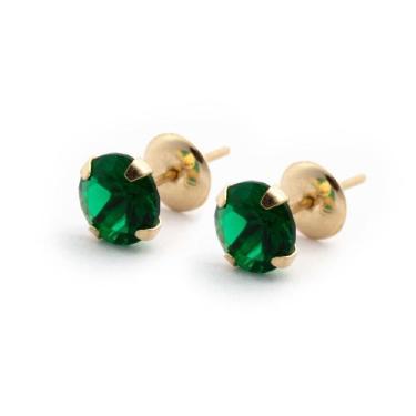Imagem de Brinco de Ouro 18k Zircônia de 6mm Adulto Cálice - opções de cores - A