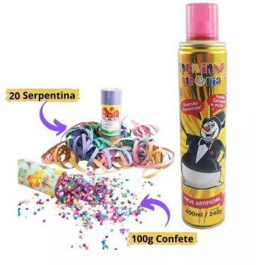 Imagem de Kit Carnaval 20 Serpentina + 1 Pacote De Confete + Espuminha - Dalegri