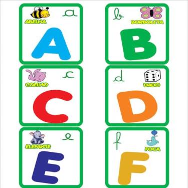 Imagem de Papel de Parede Adesivo Infantil Alfabeto Colorido Iniciais Animais - 