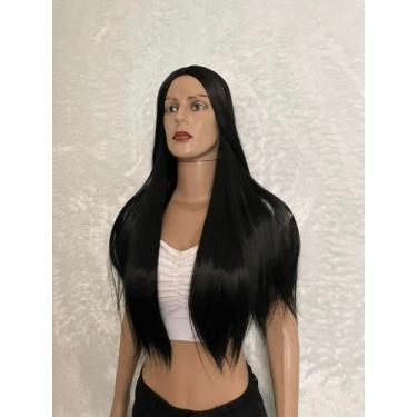 Imagem de Peruca wig preta lisa 70cm fibra premium para ser utilizada diariament