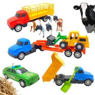 Imagem de Kit 9 Brinquedo Menino Carrinho Caminhão Trator Cegonha Top - Diverpla