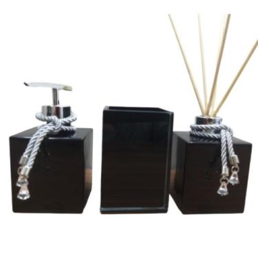 Imagem de Kit Banheiro Lavabo Saboneteira Aromatizador Porta Escovas Porta Pince