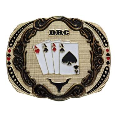 Imagem de Fivela Cowboy Para Cinto Country Drc Baralho Poker Cartas, Dourado