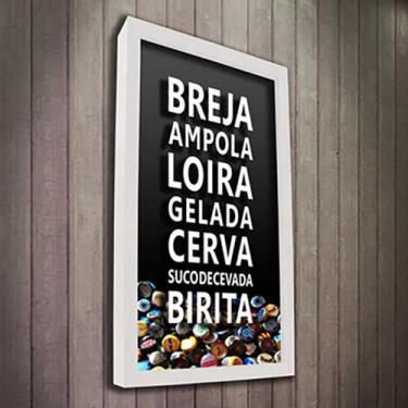 Imagem de Quadro Porta Tampinhas Breja  - Quadro Novo, Branco, 26x36