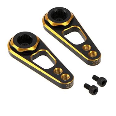 Imagem de Vgoohobby Liga de Alumínio RC Duplo Orifício 25T Chifre de Braço Servo para Recat Axial SCX10 90046 Traxxas TRX-4 1/10 RC Carro de Escalada (Ouro Preto)