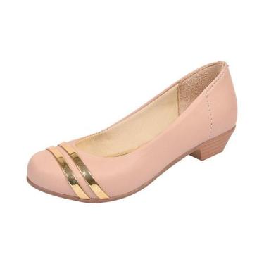 Imagem de Sapatilha Salto Infantil Menina Tiras Douradas Nude - Raniel Calçados,