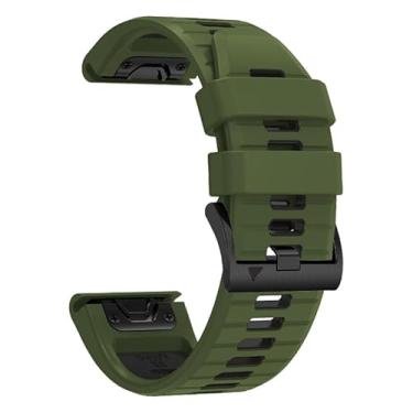 Imagem de YOCAHU Pulseira de substituição QuickFit de 26 mm para Garmin Fenix 7X 6X Pro 5X Plus Enduro 2/Descent MK2i /MK3i 51 mm/Tactix 7Pro/Epix Pro 51 mm Fita de silicone macio (verde-exército preto),
