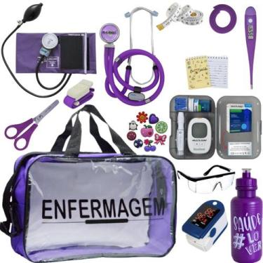 Imagem de Kit Enfermagem Transparente Completo Aparelho Pressao Manual Estetosco