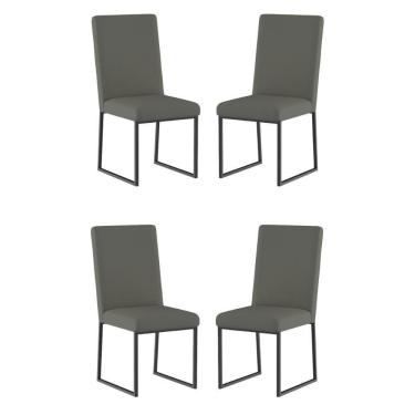 Imagem de Kit 4 Cadeiras De Jantar Com Base De Ferro Preto – Balaqui Cor:cinza Cinza