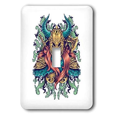 Imagem de 3dRose Imagem colorida de uma guerreira feminina em capacete em fundo branco - Interruptor de botão único (lsp_294625_1), varia