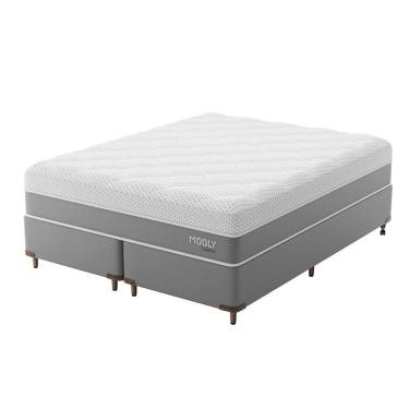 Imagem de Cama Box Queen com Colchão Sublime Mola Ensacada e Espuma Viscoelástica (32x158x198) Cinza e Branco
