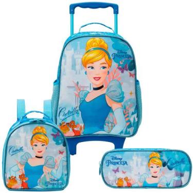 Imagem de Kit Escolar Mochila de Rodinhas Lancheira Estojo Cinderela - Xeryus, A