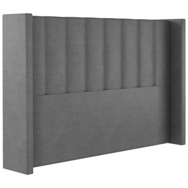 Imagem de Cabeceira Casal 138 Cm Barcell Veludo Cinza Soon Cinza
