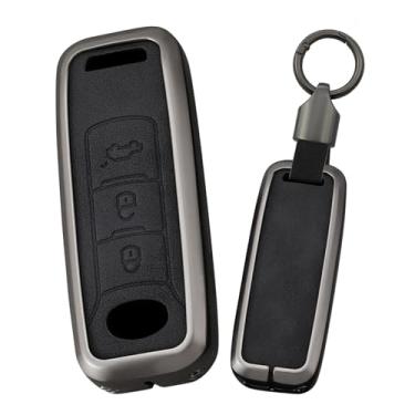 Imagem de HIBEYO Capa de chaveiro compatível com acessórios Trumpchi GS5 Capa inteligente de couro e liga de zinco adequada para Trumpchi GAC GS3 GS5 GS6 com chaveiros Gift-A tipo preto