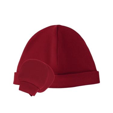 Imagem de kit Luva e Touca em Algodão Egípcio na caixa - Vermelho - Corujitos