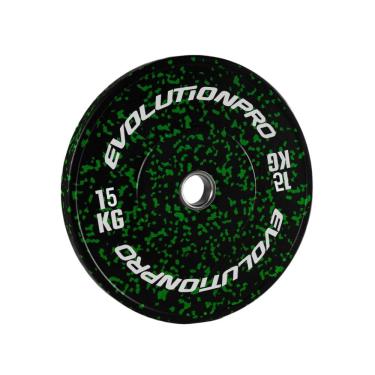 Imagem de Anilha Olímpica Bumper Preto/Verde 15Kg