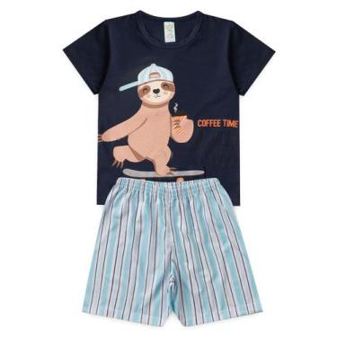 Imagem de Pijama Infantil Masculino Verão Coffe With Skateboard - Hey Kids - Azu