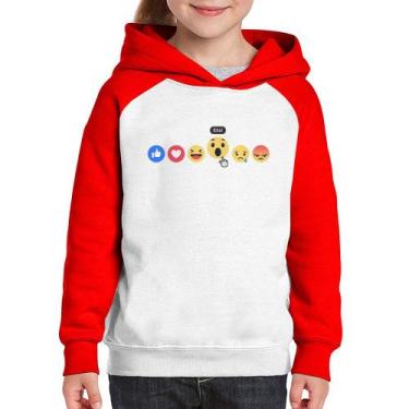 Imagem de Moletom Infantil Reações Facebook Eita! - Foca na Moda, Branco, Vermel