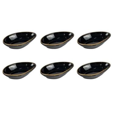 Imagem de Kit C/ 6 Molheiras Para Shoyu Ou Molhos Preto Dourado - ARTE CHARAO