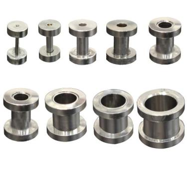Imagem de Brincos Alargador 1mm A 12mm Túnel Aço Prateado 1 Par - HHW, Prata, 8m