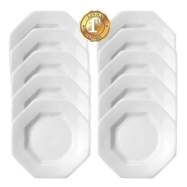 Imagem de Kit 10 Pratos Fundos Sopa Porcelana Schmidt Prisma - Porcelanas Schmid