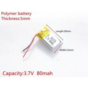 Imagem de (3pcs)bateria 80 Mah 3,7v  2 Fios 5mmx 12mm X 20mm 501220 - KMIG