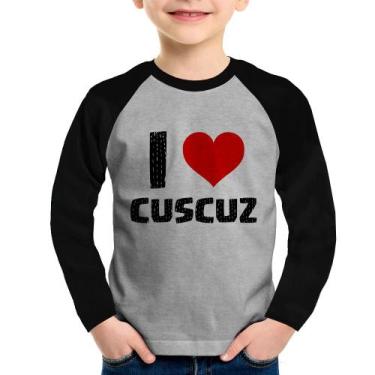 Imagem de Camiseta Raglan Infantil I love cuscuz Manga Longa - Foca na Moda, Cin