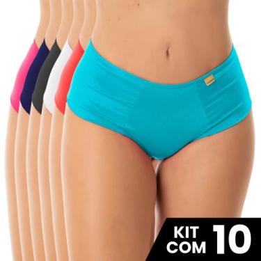 Imagem de Kit 10 Calcinhas Conforto Grávida Pós Parto Microfibra Com Pala Latera