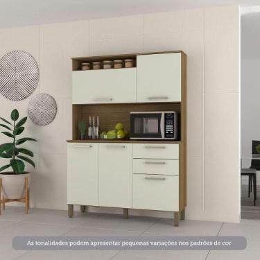 Imagem de Cozinha Compacta 5 Portas E 2 Gavetas Com Tampo Luciane Móveis Carvalh