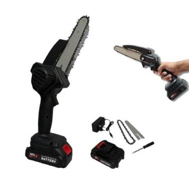 Imagem de Mini Motosserra Eletrica 48V Bateria Recarregavel 6 Polegadas Sem Fio 