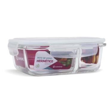 Imagem de Pote Hermético Vidro Marmita 640ml Com Divisória Livre BPA - U4home