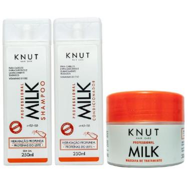 Imagem de Kit Knut Tratamento Milk Shampoo 250ml Condicionador 250ml Máscara Hid