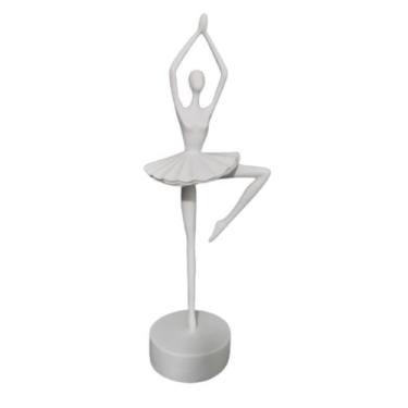 Imagem de Enfeite Escultura Bailarina Posição Ceramica Branca Formosa - LUXdécor